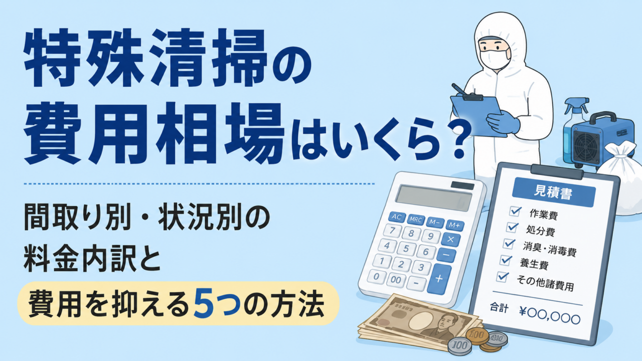 特殊清掃の費用相場はいくら?間取り別・状況別の料金内訳と費用を抑える5つの方法