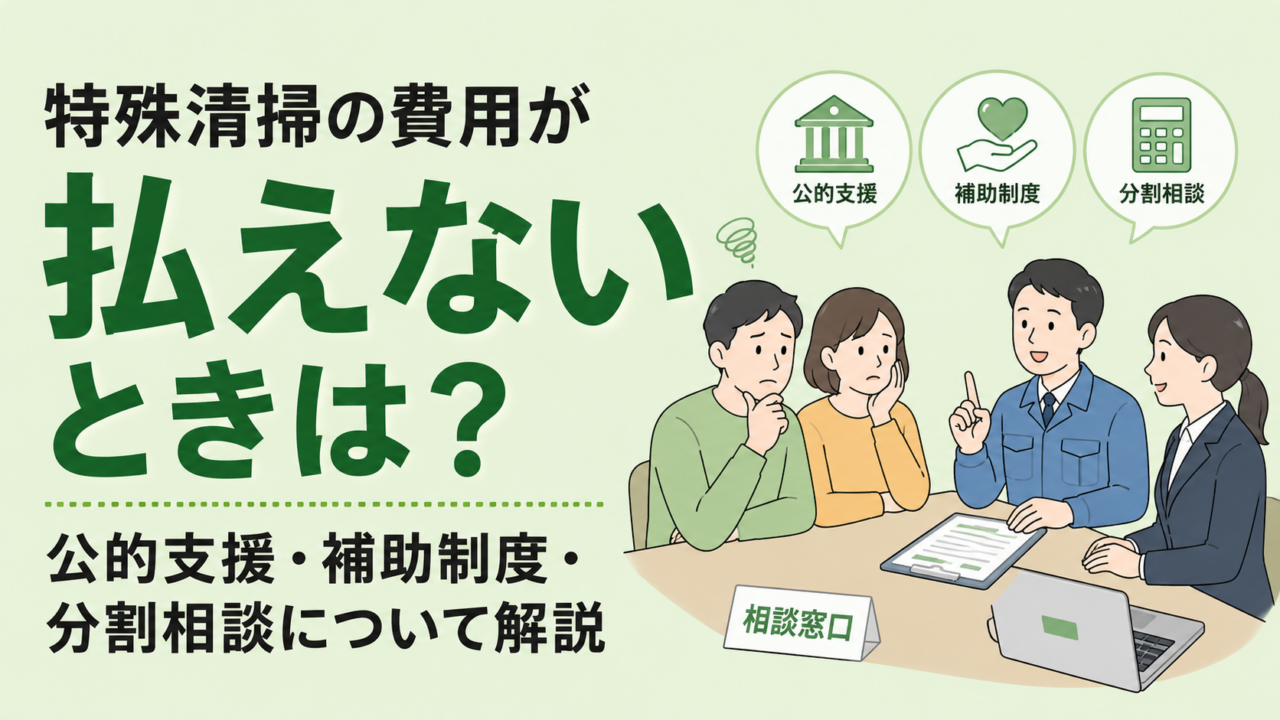 特殊清掃の費用が払えないときはどうする？公的支援と分割相談について解説