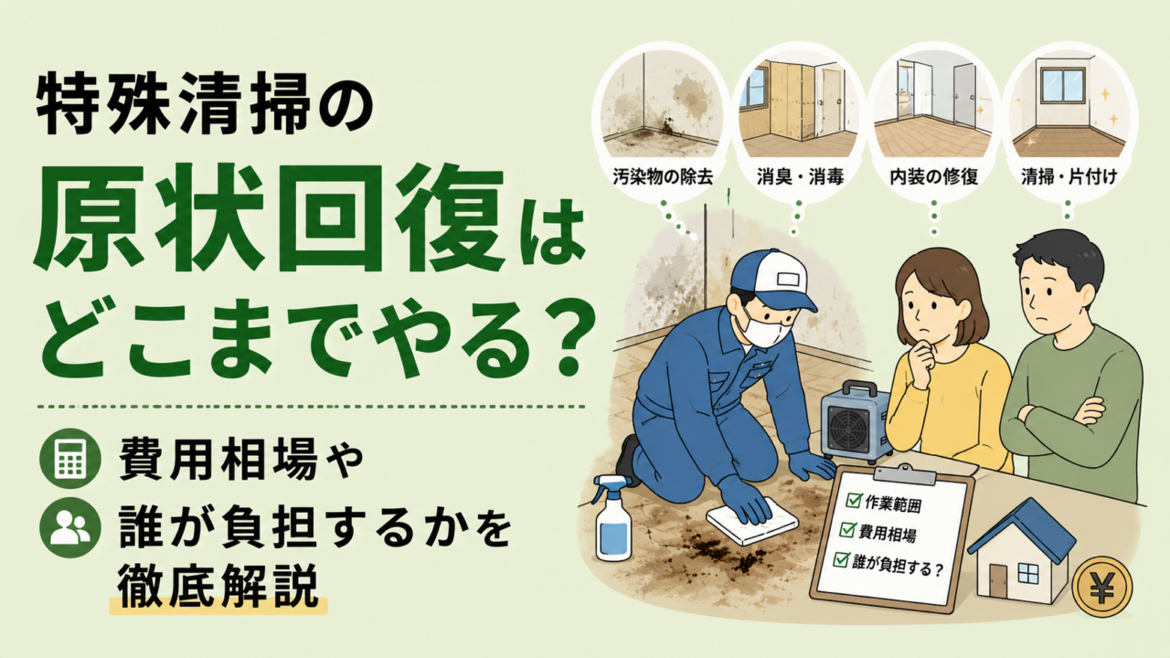 特殊清掃の原状回復はどこまでやる？費用相場や誰が負担するかを徹底解説