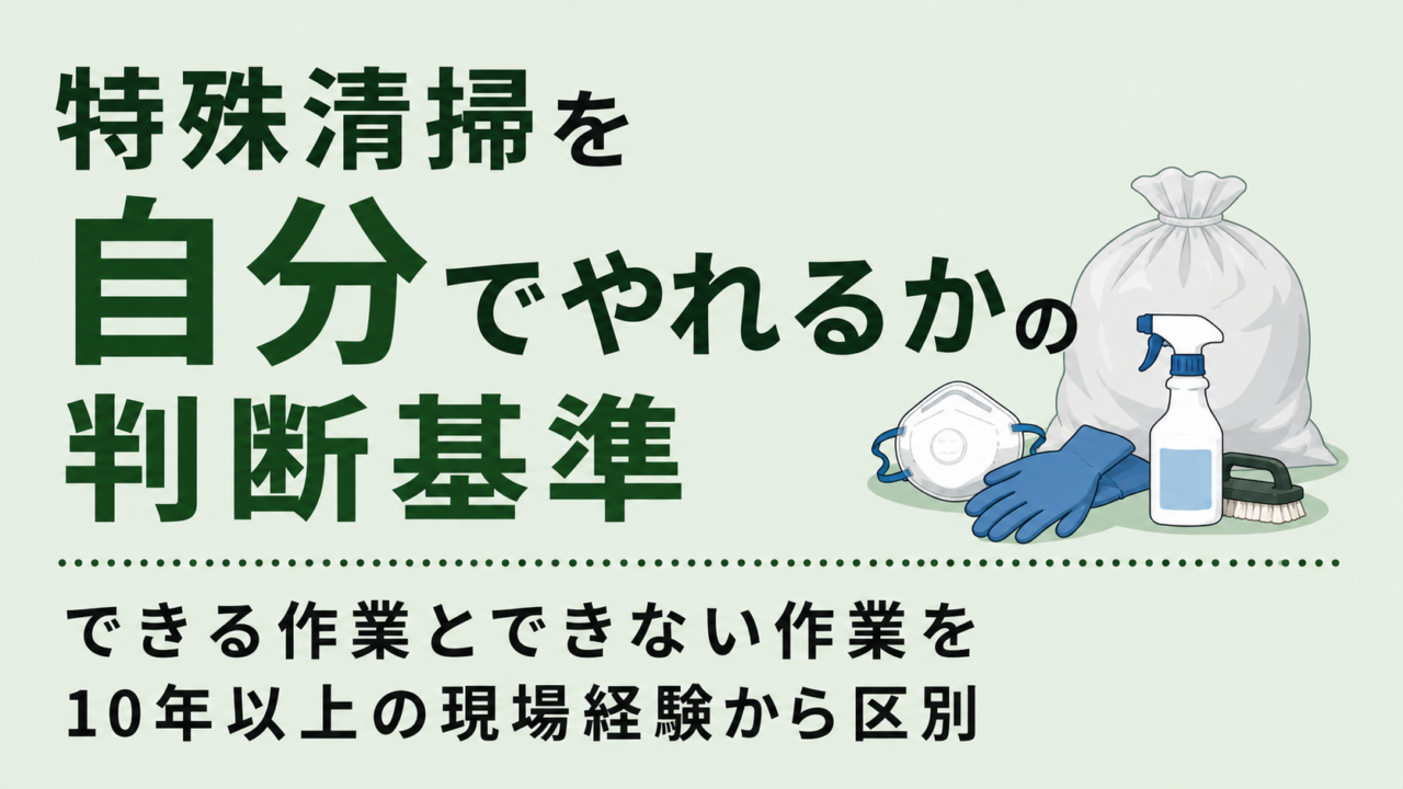 特殊清掃を自分でやれるかの判断基準｜できる作業とできない作業を10年以上の現場経験から区別