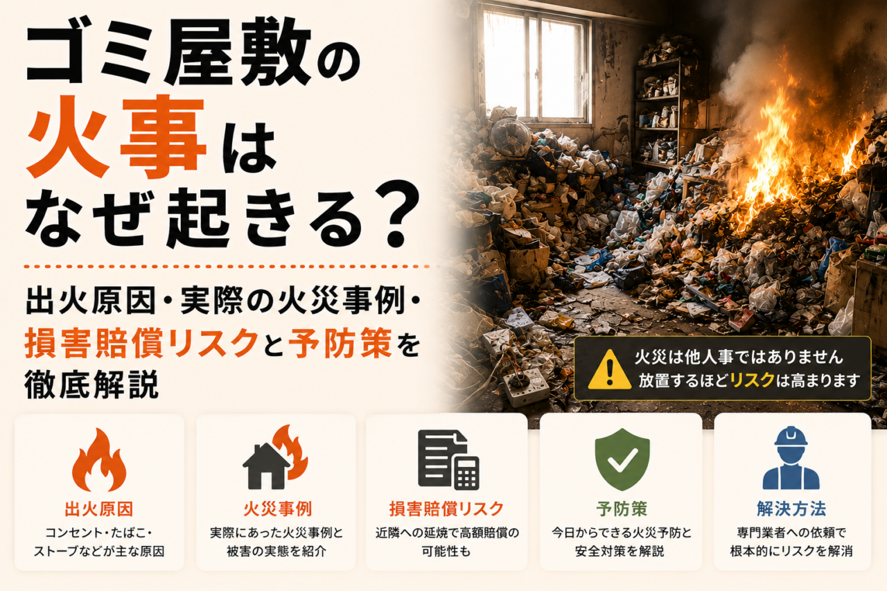 ゴミ屋敷の火事はなぜ起きる?出火原因・実際の火災事例・損害賠償リスクと予防策を徹底解説