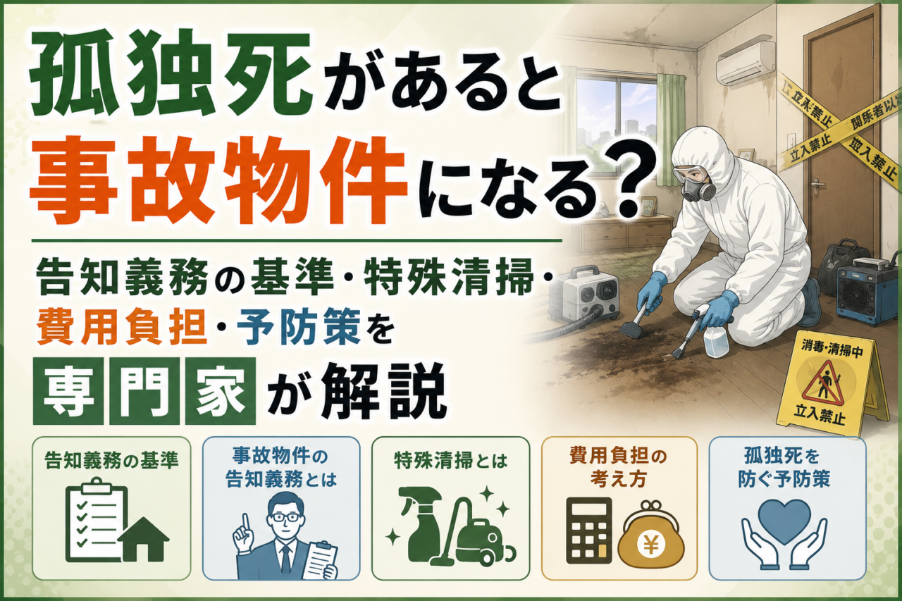 孤独死があると事故物件になる？告知義務の基準・特殊清掃・費用負担・予防策を専門家が解説