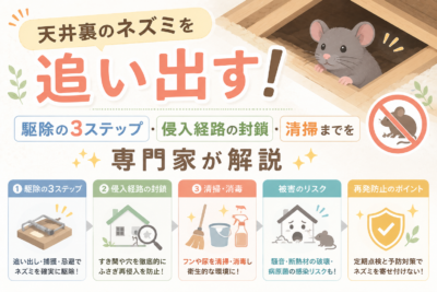天井裏のネズミを追い出す！駆除の3ステップ・侵入経路の封鎖・清掃までを専門家が解説